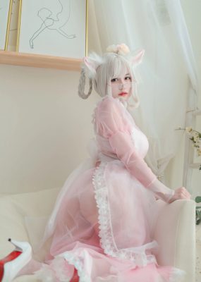 网红COS 小仓千代w – 透明粉色女仆