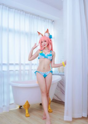 网红COS 九曲Jean – 玉藻前泳装