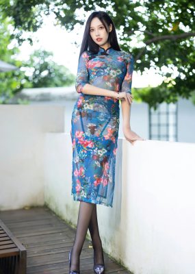 秀人网 No.7271 郑颖姗Bev 蓝色旗袍性感写真
