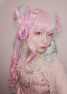 网红COS 弦音sic – lolita草莓薄荷冰淇淋