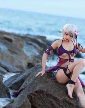 网红COS 水淼aqua – 贞德泳装