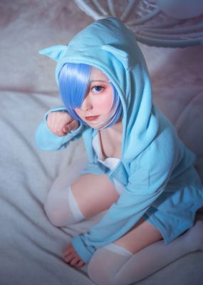 网红COS 弦音sic – RE从零开始的异世界生活 蕾姆猫咪睡衣