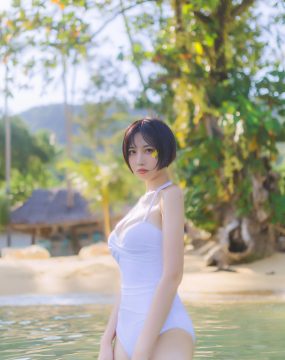次元少女念雪ww – 白色泳衣