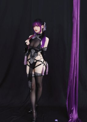 幼愛youmeko – 紫流苏旗袍